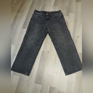 Lucky Legend Wide Leg Black Jeans with Subtle Sparkle Fab